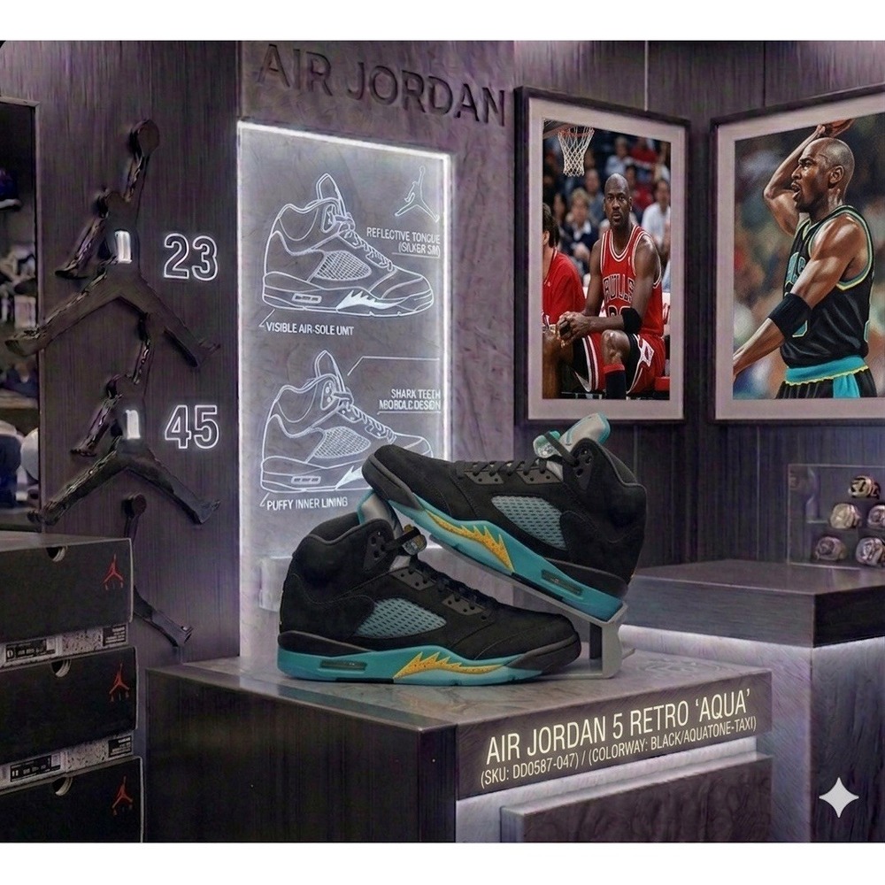 Jordan 5 Retro Aqua Black Aquatone Taxi DD0587-047 Size 11 Clean!